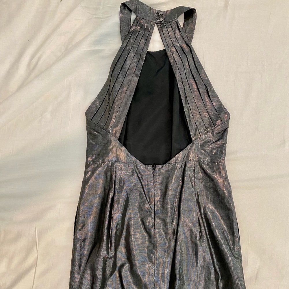 Bcbgeneration Metallic Silver Halter Mini Dress S6 - image 4